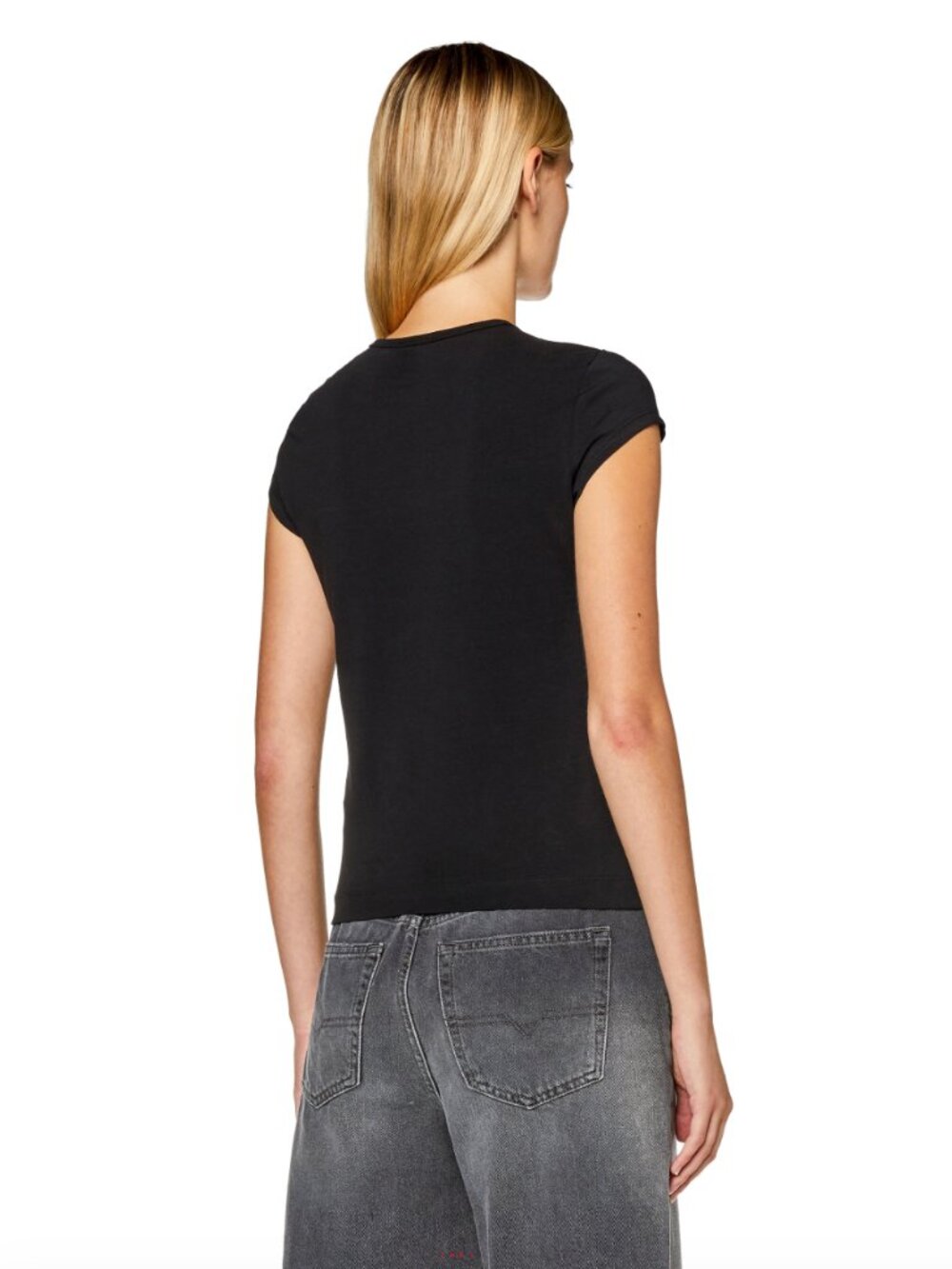 Diesel T-Angie Cutout top with oval D logo (Black, size L) - Picture 3 of 10